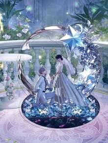 Three-Layer 2D Flat Popular Game Character Acrylic Desktop Decoration Ornaments, Romantic Wedding Scene Ornaments, Game Acrylic Ornament Models, Collectible Game Peripherals, Desktop Decoration