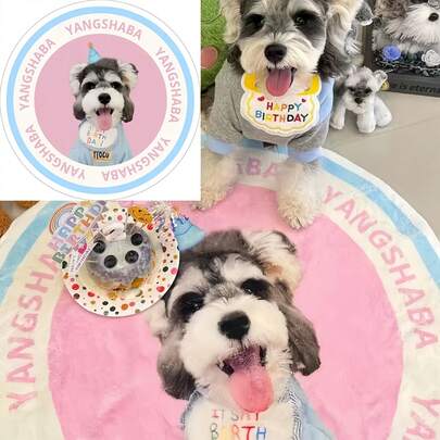 Thảm ảnh thú cưng tùy chỉnh 1 chiếc, Thảm tròn cá nhân hóa cho chó/mèo, Có thể in tên, Chất liệu giả len, Nhiều kiểu dáng, Thời trang, Nhiều màu sắc, Dễ thương, Quà tặng cá nhân hóa độc đáo, Quà sinh nhật cho chủ nuôi thú cưng, Chăn chân dung thú cưng, Quà sinh nhật/Tân gia/Giáng sinh