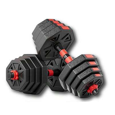 Juego de mancuernas ajustables, mancuernas con diseño octogonal, peso ajustable, empuñadura cómoda, equipo de entrenamiento multifuncional para uso doméstico y en gimnasios, apto para hombres y mujeres, ayuda a aumentar la fuerza.