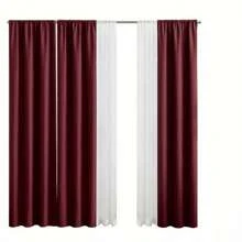 4-Piece Twill Blackout Curtain Set, Rod Pocket, Luscious Merlot, 27.5 X 95 Inches - lusciousmerlot - View 1