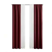4-Piece Twill Blackout Curtain Set, Rod Pocket, Luscious Merlot, 27.5 X 95 Inches - lusciousmerlot - View 2