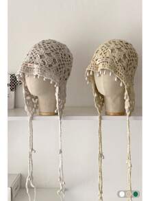 1 件波西米亚花流苏镂空头带帽，手工编织夏季复古帽，适合女士秋季配饰 - 針織帽 - 查看 5