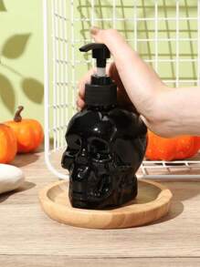 1 pieza Dispensador de jabón con forma de calavera creativa de Halloween, botella de plástico PET para rellenar champú, dispensador de gel de ducha, botella para rellenar detergente, dispensador de plástico con bomba, decoración para el baño del hogar, almacenamiento de líquidos, decoración del hogar creativa