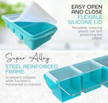 Silicone Freezer Tray With Lid - Soup Freezer Container Molds - Large Ice Cube Tray- Makes 8 Perfect 1 Cup Portions Cubes, 1-Pack Freezer Storage Food Soups & Meal Prep - Oven & Dishwasher - 查看 4