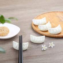 1pc/2pcs/4pcs Ceramic Dumpling Chopstick Rest, Elegant Chopstick Holder, Cutlery Rack, Suitable For Home, Restaurant, Kitchen And Party (White) - White - View 5