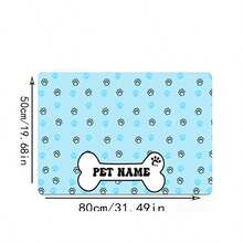 1 pieza Almohadilla de alimentación para mascotas personalizada con nombre - Antideslizante, de fibra de poliéster de secado rápido, diseño de huella de pata en forma de hueso, "Nombre de mascota" personalizado, decoración del hogar creativa y regalo