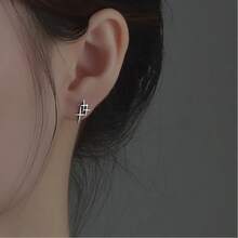 1 Pair Of Stylish Cross Studs, Stainless Steel Earrings, Women Jewelry Earrings Elegant Punk Style, The Best Gift For Party Friends - 銀色 - 查看 4