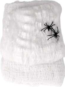 万圣节门帘、墙壁、入口处用白色恐怖布，带有白色蜘蛛网