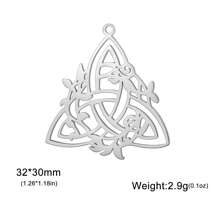 1 pieza Colgante de flor de loto, luna y enredadera de acero inoxidable creativo, accesorio de patrón botánico hecho a mano para collar, llavero, colgante de bolso