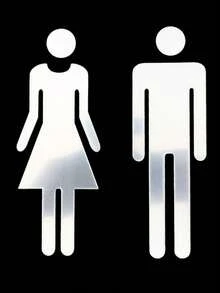 2 件装 WC 墙贴 厕所标志 洗手间盥洗室标牌 牌匾 镜面 男女门标志 招牌海报 墙门装饰配件 最佳礼物 - 銀色 - 查看 12