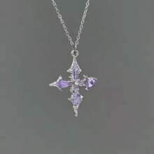 2025 New Purple Love Cross Necklace Exquisite Punk Dark Style Clavicle Chain Fashion Jewelry