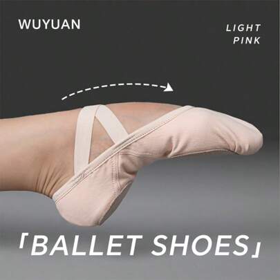 Wuyuan Płócienne buty do tańca dla kobiet, miękkie i wygodne, z zakrzywionym otworem, który zmniejsza nacisk na stopy, podeszwa zapewniająca trwałość i dobrą przyczepność, zintegrowana wkładka z mikrofibry, idealne na egzaminy i występy taneczne