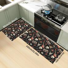 1 buc. Covoraș cu design de craniu, moale și durabil, covoraș antiderapant din poliester, potrivit pentru sufragerie, dormitor, cameră de jocuri și baie, Halloween