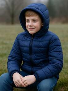 Bobojaco Boys' Puffer Jacket With Removable Hood - Navy Blue - View 4