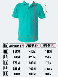 CAMISA POLO MASCULINA INFANTIL JUVENIL 100% ALGODÃO POLO CASUAL celeste - Azul bebê - Visão 5