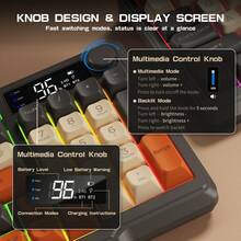 ATTACK SHARK X FREEWOLF M96 无线游戏键盘，旋钮控制蓝牙/2.4G 无线机械手感键盘，RGB LED 背光带显示屏，PBT 键帽，3000mAh，美式布局，适用于 Win/PC - 彩色 - 查看 4