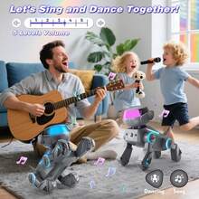 Robot Dog For Kids,Programmable Smart Robotic Dog With Multi-Color LED Eyes, Singing Dancing Rechargeable Remote Control Robot Pet Interactive Toy Christmas Gift For Boys & Girls Ages 3-8 - Grey - View 7