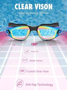 1pc High Definition Swim Goggles, Waterproof Anti-Fog, Electroplated Colorful, Comfortable Adjustable Strap, Kids Swim Goggles
