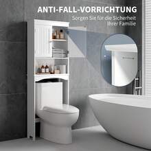 Asofer Toilet Cabinet Bathroom Storage Shelf With Cabinet, Toilet Shelf Shelf Over Toilet, Toilet Organizer Rack, Freestanding Toilet Space Saver With Adjustable Shelves, 167x60x23cm, White, Valentine's Day Ideas - trắng - Xem 6
