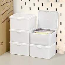 白色翻盖收纳盒 - 桌面防尘卡片和文具收纳盒 | 保持桌面整洁，方便取用，坚固的纸板材质 - 必备的办公室/家居收纳盒