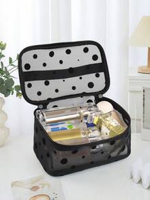 3 件/套大容量时尚简约透明镂空网眼化妆包，适合旅行、户外、家居使用、化妆包、化妆包、化妆包、化妆包、化妆品收纳包、旅行、化妆袋、包、化妆包、化妆袋、旅行必需品、小袋包、化妆包、包、旅行必需品、化妆配件、小化妆包 - 黑色 - 查看 8