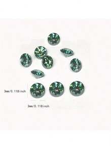 3-6.5mm Piedra sintética Moissanite redonda verde con ocho flechas y ocho corazones, adecuada para incrustaciones en joyería, uñas, anillos, collares, cadenas y aretes