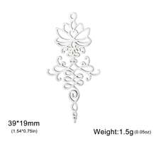 1 pieza Colgante de flor de loto, luna y enredadera de acero inoxidable creativo, accesorio de patrón botánico hecho a mano para collar, llavero, colgante de bolso