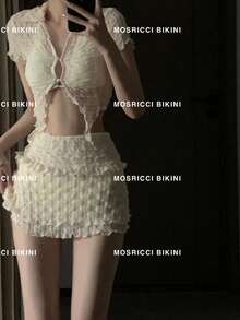 Swim Gear Sets - 9487 Beige Three-piece Set - View 1