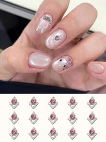 10/20pcs 3D Large And Small Silver Bow Nail Art Decoration Japanese Korean Style Alloy Exquisite Luxury Bowknot Nail Charms Y2K Metal Nail Accessories Shiny White Pink Rhinestone Nail Gems DIY Suitable For Acrylic Press Nails Phone Case Shoes Clothes Bags Nail Supplies