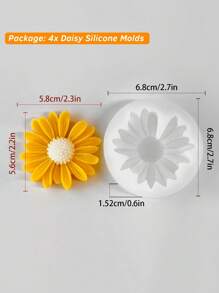 4 件雏菊花蜡烛模具，用于制作蜡烛、3D 花形树脂蜡烛皂模、花卉硅胶模具、DIY 环氧铸造蜡石膏聚合物粘土工艺品 - Silicone Mold - 查看 2