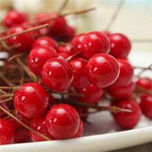 Artificial Holly Berries, 100 Pieces Mini 2.75in Fake Berries Decor On Wire For Christmas Tree Decorations Flower Wreath DIY Craft Use - Red - View 7