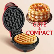 HONGMEI Waffle Maker 1pc Wall Plug 350-Watt 4-Inch Mini Waffle Maker For Individual Waffles, Hash Browns, Keto Chaffles With Easy To Clean, Non-Stick Surfaces Waffle Maker