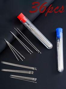 90件/36件/18件大眼针瓶套装，新款家用手缝针，手缝针，传统家用大孔细长针，用于缝制被子和床罩，绣花针 - 彩色 - 查看 3