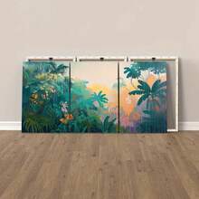 Quadro Decorativo Jungla Colorida MDF Mosaico Sala Quarto Escritório Impressão Em Hd