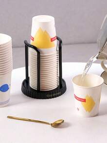 1 Piece Of Simple Round Disposable Cup Holder Black/White Metal Paper Cup Dispenser Organizer, Used For Vertical Cup Storage Of Disposable Cups, Suitable For Tabletop Coffee Cup Holders In Offices And Homes, Space-Saving Cup Organizer, Easy-To-Access Cup Dispensing Rack, Very Suitable For Coffee Cups, Tea Cups, And Water Cups, Stable Design With Anti-Slip Base. Mouthwash Rinsing Cup Holder, Can Accommodate 5 Ounce Paper Cups