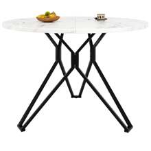 Round Dining Table (76cm), Kitchen Dining Table, Round Coffee Table For 4 People, Suitable For Dining Room, Living Room, Elegant Metal Table Legs, MDF Wood Tabletop, Black - 1 - View 9