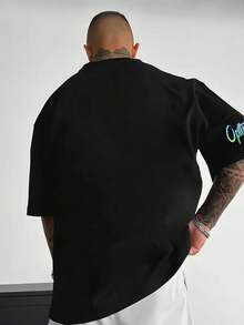 Zrgoth 男士休闲百搭简约印花元素短袖T恤 - 黑色 - 查看 3