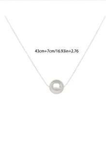 1 件简约单颗人造珍珠项链，优雅新娘项链配饰