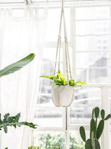 1 bucată, coș suspendat creativ la modă, decorat cu mărgele, coș suspendat țesut