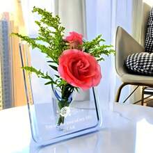 Customized Transparent Vase With Folded Edge Frame (Flower Bouquet Not Included), A Special Gift For Anniversary, Holiday, Elders, And Family - White - View 5