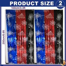 Spider Web Birthday Decorations 2 Pack Spider Party Supplies 3.3x6.6ft Red Blue And Black Spidey Tinsel Foil Fringe Curtains Backdrop Red And Blue Streamers Spider Theme Party Decorations - BlueRedandBlack - View 7