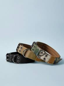 PETSIN 1pc Adjustable Nylon Dog Collar, Military Tactical Training Dog Collar With  Patch Panel, Suitable For Medium & Large Dogs