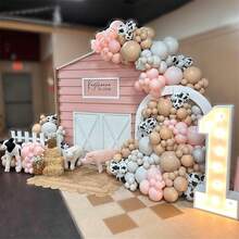 60Pcs Cow Print Balloons, Pastel Pink Cow Print Latex Balloons, Pink Cream Beige White Balloons For Birthday Baby Shower Cowgirl Rodeo Farm Animals Gender Reveal Party Decorations Supplies - Multicolor - View 5