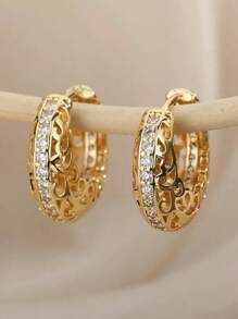 1 Pair Fashion Cubic Zirconia Hoop Earrings For Women For Party Engagement Anniversary Jewelry Valentine's Day Gift