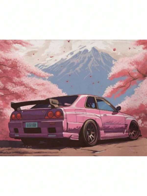 Paint By Number For Adults Beginner, DIY Gift Canvas Painting Kits, A Pink Car Oil Painting Kit, DIY Paint Adult Crafts For Gift Home Wall 16x20inch