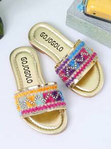 1 Paar modische Mädchen Sommer Strandpantoffeln, einzigartiges Stildesign, Lieblinge der Kinder, geeignet zum Tragen und für Fotoshootings bei verschiedenen Anlässen