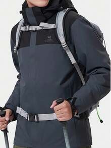 CAMEL CROWN Men's Outdoor Three-In-One Detachable Waterproof Plush Down Jacket - Overlay Gray Black - View 2