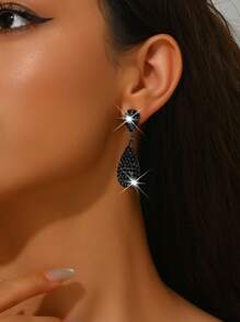 Women's Wedding Jewelry Fully Rhinestone Earrings, Suitable For Daily, Evening Party Wear - Silver 1276 - View 8