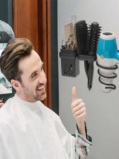 Barbershop High-Capacity Scissors Comb Storage Hair Dryer Rack Storage Rack Bathroom Storage Rack Hanging Wall Tools Rack