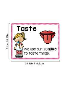 A4 English Five Senses Cognitive Learning Poster, Educational Cards, Children's Teaching Aids